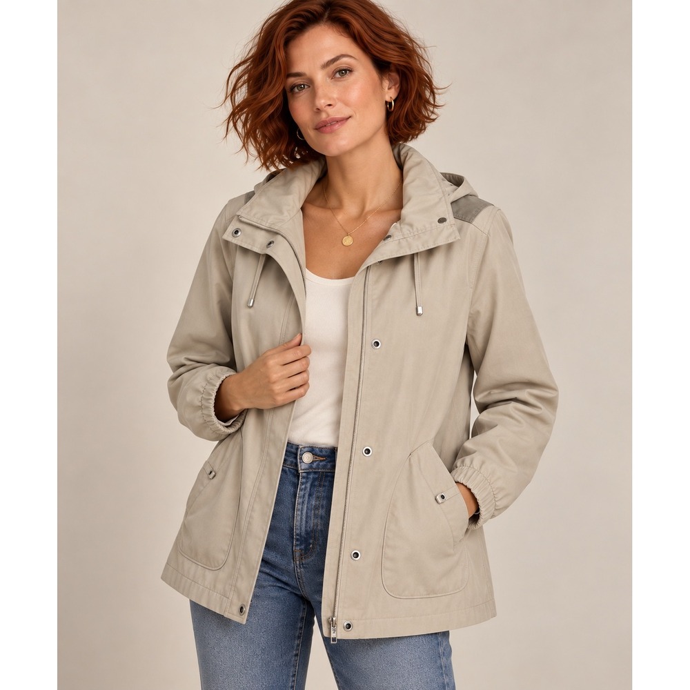 FS Limited XL Beige Hooded Utility Jacket Midweight Neutral Casual